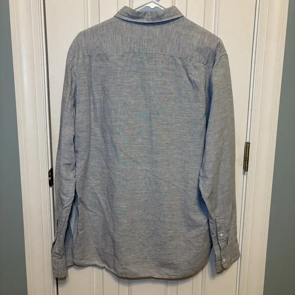 J.Crew Baird McNutt Irish Linen Blend Button Down Shirt Mens XL Blue Career Prep
